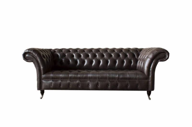 Dreisitzer Chesterfield Sofa 3 Sitzer Sofas Braun Leder Wohnzimmer Luxus von JV Möbel