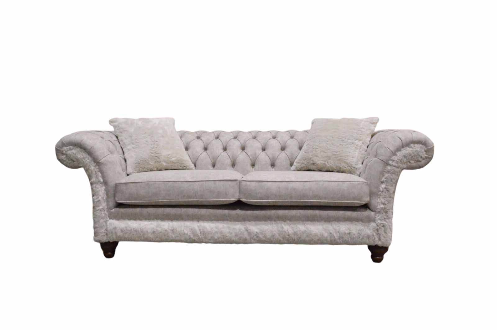 Dreisitzer Design Polster Sitz Textil Sofa 3 Sitzer Chesterfield Beige Dreisitzer Design Polster Sitz Textil Sofa 3 Sitzer Chesterfield Beige von JV Möbel