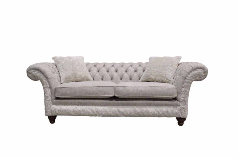 Dreisitzer Design Polster Sitz Textil Sofa 3 Sitzer Chesterfield Beige von JV Möbel