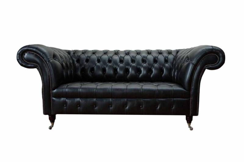 Dreisitzer Luxus Sofa 3 Sitzer Sofas Sitzer Leder Schwarz Chesterfield von JV Möbel