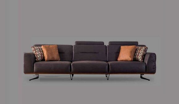 Dreisitzer Sofa 4 Sitzer Sofas Grau Kunstleder Wohnzimmer Luxus Sitz von JV Möbel