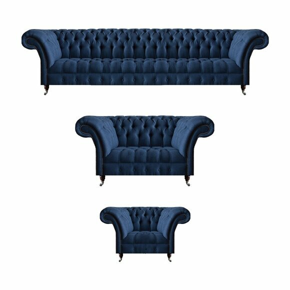 Dunkelblaue Chesterfield Couchen Moderne Sofagarnitur Viersitzer Sessel Dunkelblaue Chesterfield Couchen Moderne Sofagarnitur Viersitzer Sessel von JV Moebel