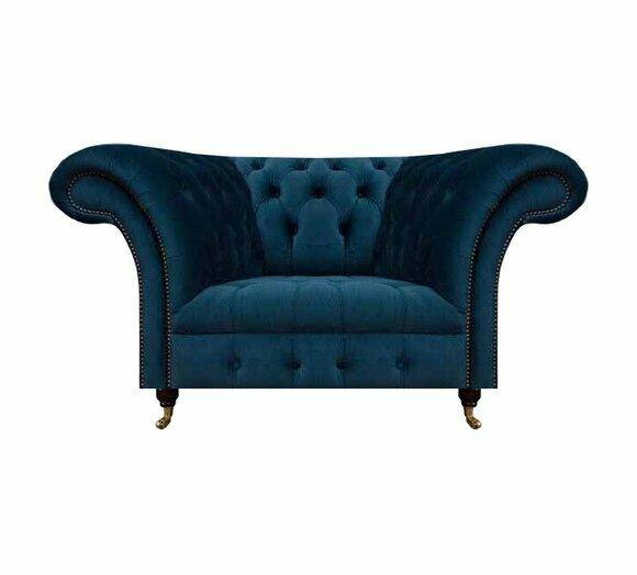 Dunkelblauer Chesterfield Einsitzer Wohnzimmer Polster Designer Sessel von JV Moebel