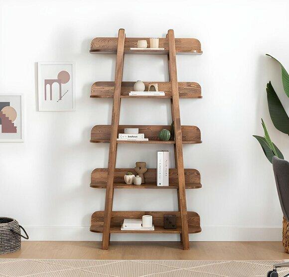 Dunkelbraues Bücherregal Wohnzimmer Designer Holz Möbel Ablageregale von JV Moebel
