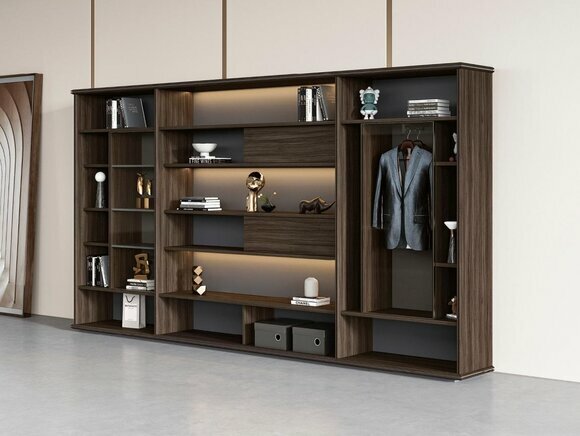 Dunkelbrauner Büroschrank Großes Büroregal Arbeitszimmer Holz Möbel von JV Moebel