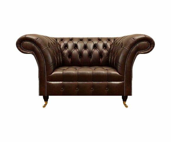Dunkelbrauner Chesterfield Einsitzer Wohnzimmer Polstersessel Luxus Möbel von JV Moebel