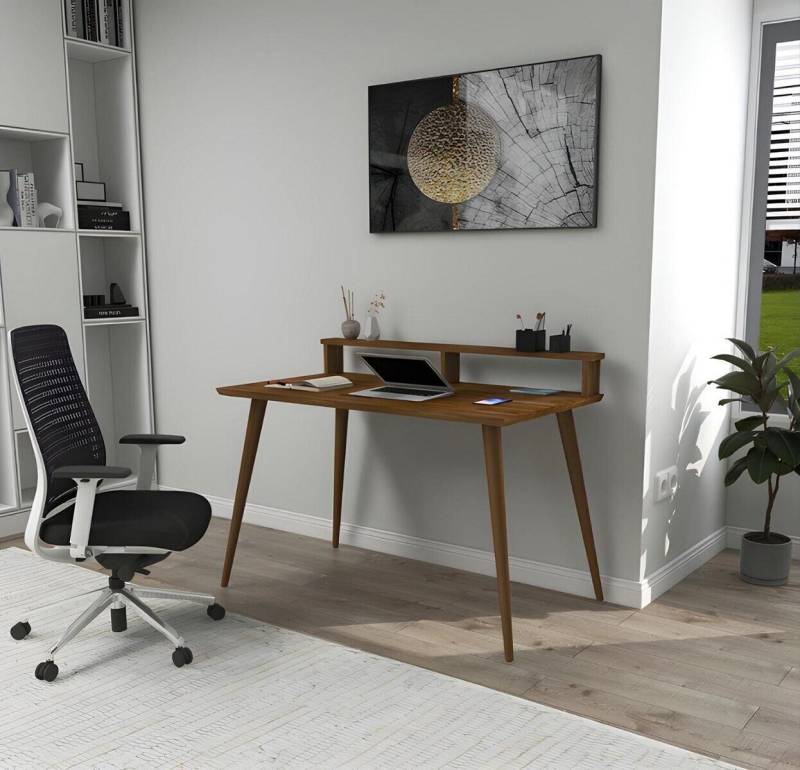 Dunkelbrauner Computertisch Designer Büro Schreibtische Edle Holz Möbel von JV Moebel