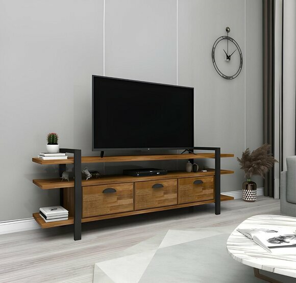 Dunkelbrauner TV-Ständer Robustes Lowboard Wohnzimmer Holz Edle Möbel Dunkelbrauner TV-Ständer Robustes Lowboard Wohnzimmer Holz Edle Möbel von JV Moebel