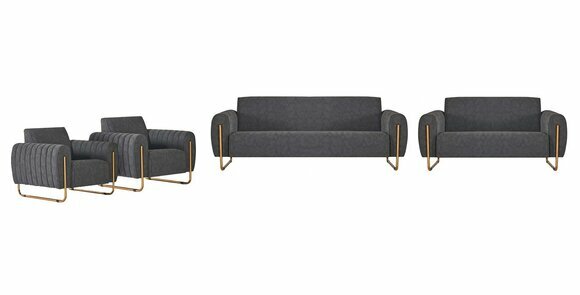 Dunkelgraue Stoffsofas Designer Arbeitszimmer Polster Garnitur 5tlg Set Dunkelgraue Stoffsofas Designer Arbeitszimmer Polster Garnitur 5tlg Set von JV Moebel