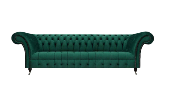 Dunkelgrüne Chesterfield Couch Stoffsofas Designer Viersitzer Edle Möbel von JV Moebel
