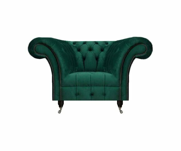 Dunkelgrüner Chesterfield Sessel Wohnzimmer Sitzmöbel Luxus Einsitzer von JV Moebel