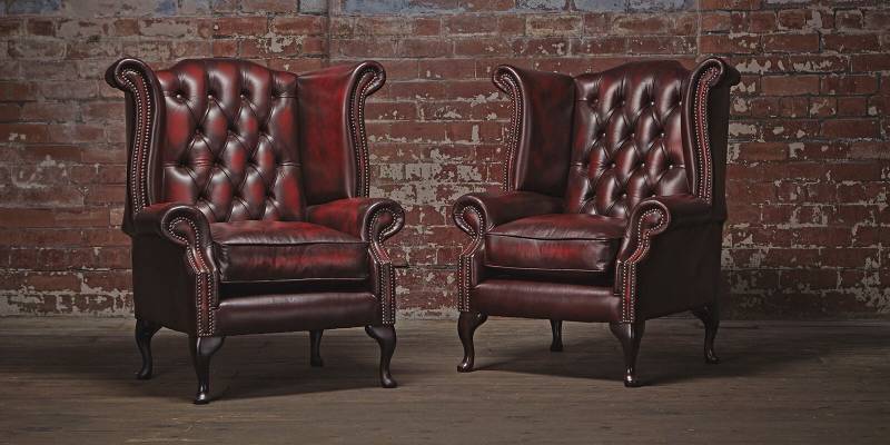 Echter Chesterfield Ohrensessel Sessel Couch Sofa Polster 100% Leder Sofort von JV Möbel