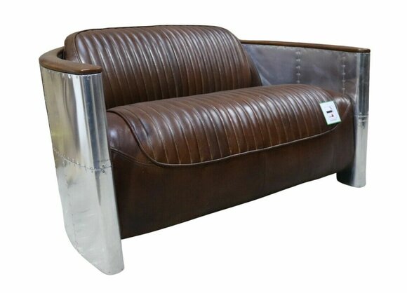 Echtleder Aluminium Sofa 2-Sitzer Vintage Leder Möbel Ledersofa Clubsofa Couch Echtleder Aluminium Sofa 2-Sitzer Vintage Leder Möbel Ledersofa Clubsofa Couch von JV Möbel