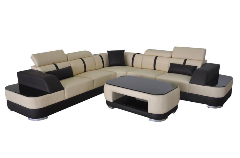 Eck Sofa + USB Leder Polster Ecke Garnitur Couchen L Form+Tisch Wohnlandschaft Eck Sofa + USB Leder Polster Ecke Garnitur Couchen L Form+Tisch Wohnlandschaft von JV Möbel
