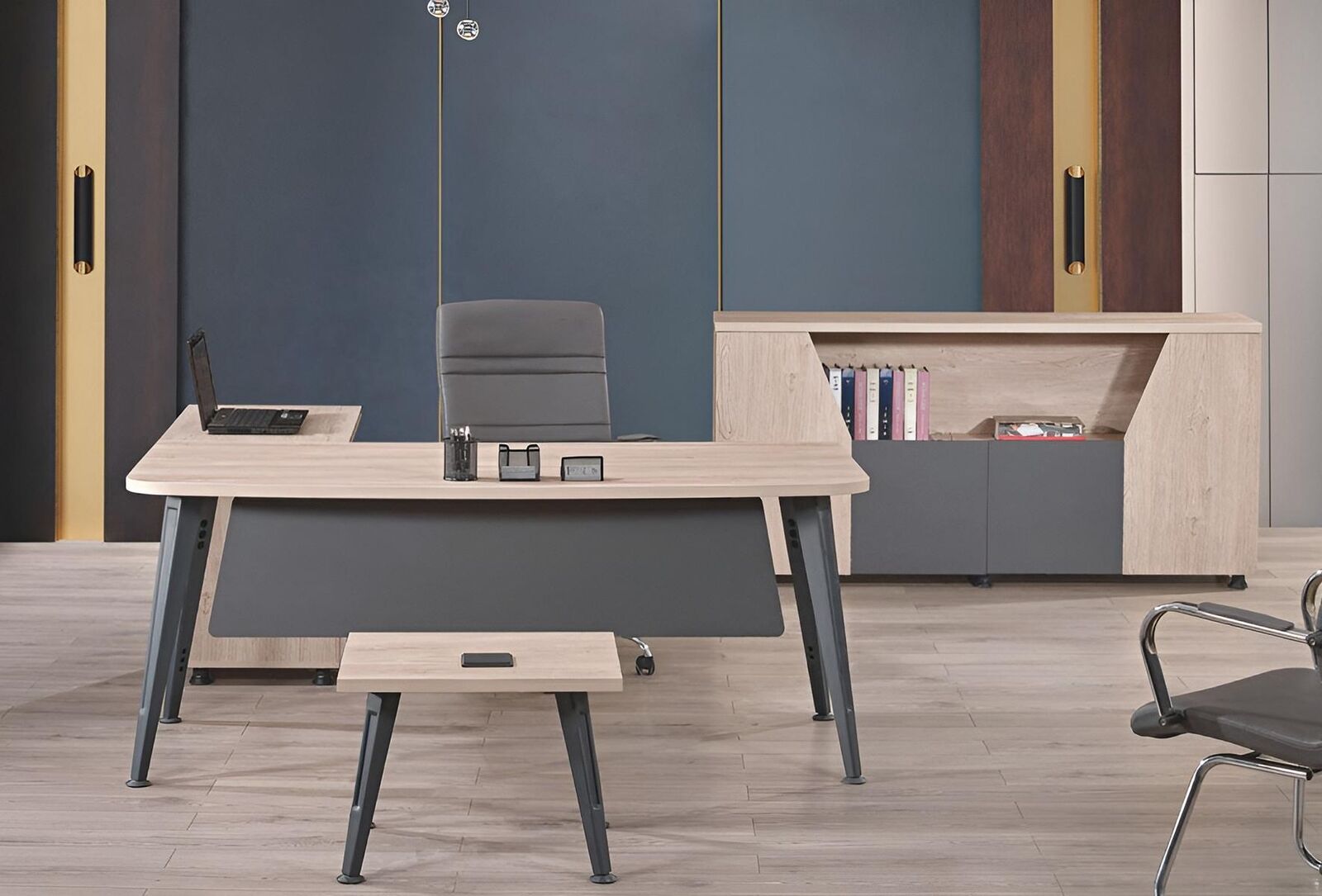 Eckbürotisch Arbeitstisch Komplettbüro Büromöbel 3tlg Holz Set Grau Eckbürotisch Arbeitstisch Komplettbüro Büromöbel 3tlg Holz Set Grau von JV Möbel