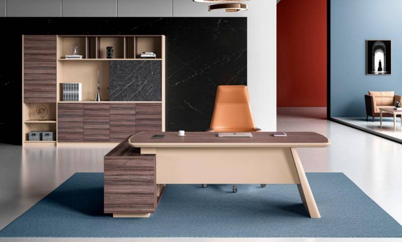 Ecke Büro Tisch Bürotisch Schreibtisch Büromöbel Holz Beige Holztisch von JV Möbel