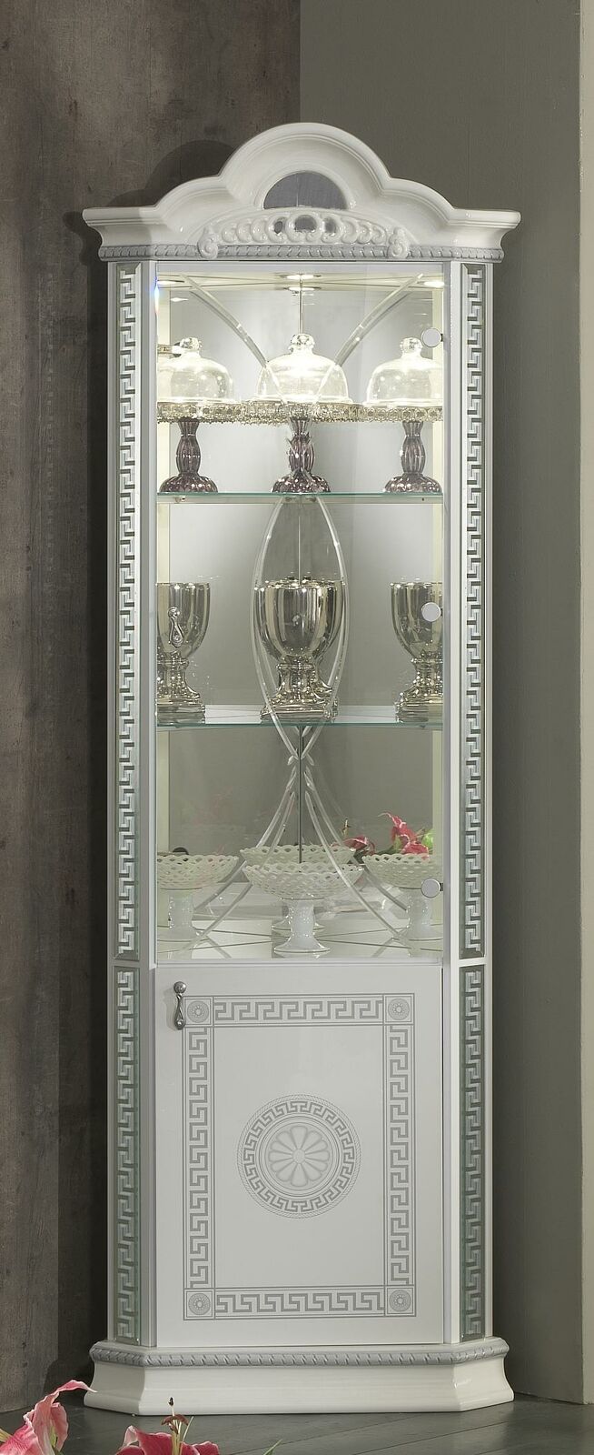 Eckschrank Luxus Vitrine Vitrinen Schrank Holz Schränke Italienische Sofort von JV Möbel