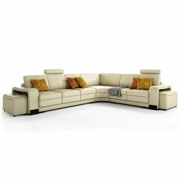 Ecksofa + USB,Polster Sofa Wohnlandschaft Sitz Eck Garnitur Leder Textil FrancoC von JV Möbel