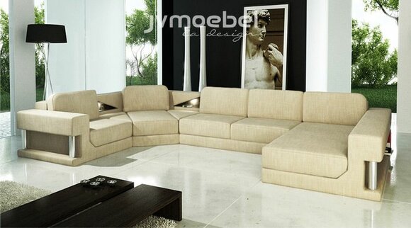 Ecksofa Bettfunktion Modern Design Sofa Textil Stoff U-Form Couch Wohnlandschaft Ecksofa Bettfunktion Modern Design Sofa Textil Stoff U-Form Couch Wohnlandschaft von JV Möbel