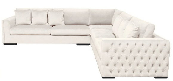 Ecksofa Creme Eckgarnitur Polster Samt Stoff Möbel Design Wohnlandschaft Couch von JV Möbel