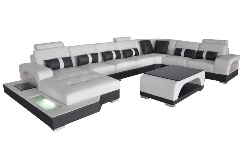 Ecksofa Eckgarnitur Design Eckcouch Sofa Couch Polster Wohnlandschaft LED USB von JV Möbel