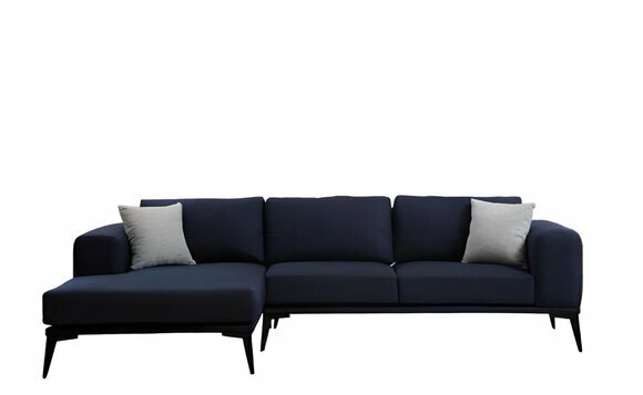 Ecksofa L-Form Dunkelblau Einfarbig Textil Material mit Kissen Wohnzimmer Ecksofa L-Form Dunkelblau Einfarbig Textil Material mit Kissen Wohnzimmer von JV Moebel
