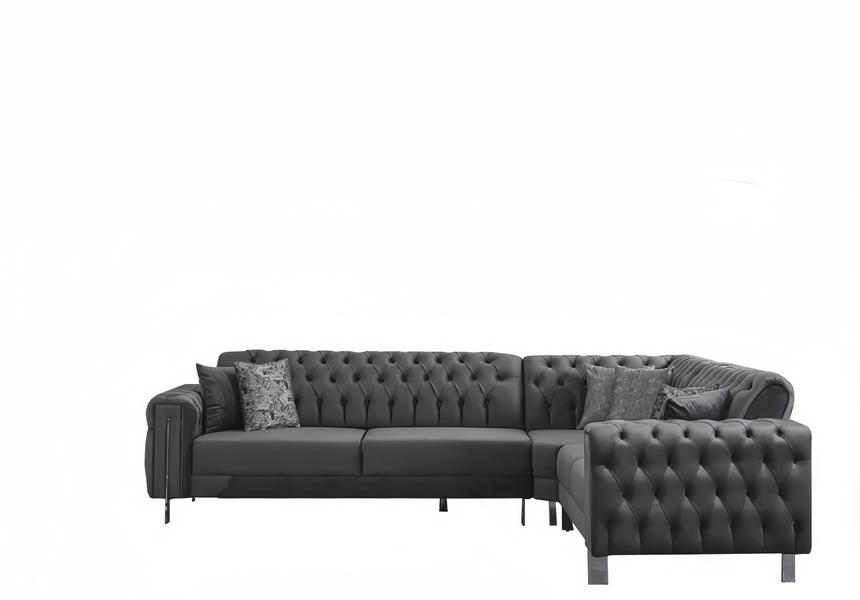 Ecksofa L-Form Eckcouch Sofa Couch Schlafsofa Chesterfield Metall Grau Ecksofa L-Form Eckcouch Sofa Couch Schlafsofa Chesterfield Metall Grau von JV Möbel