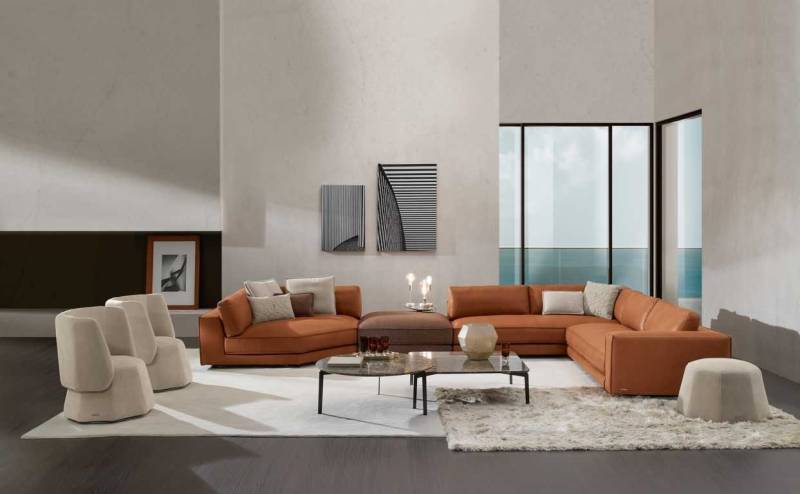 Ecksofa L Form Sofa Couch Polster Sofas Wohnzimmer Ledersofa Braun Neu von JV Möbel
