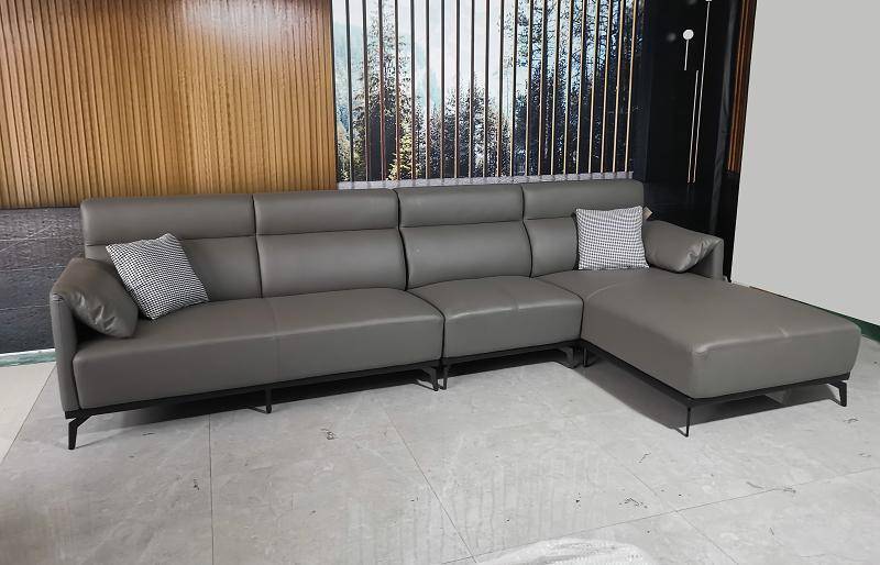 Ecksofa L-Form Wohnlandschaft Sofa Couch Polster Ecke Garnitur Graues Ledersofa von JV Möbel