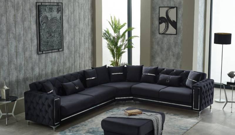 Ecksofa L form Sofa Polstersofa Stoffsofa Schwarz Couch Moderne Eck Ecksofa L form Sofa Polstersofa Stoffsofa Schwarz Couch Moderne Eck von JV Möbel
