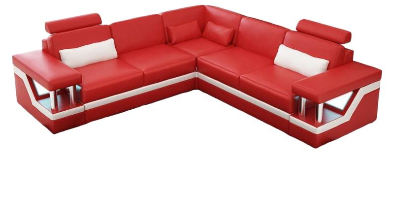 Ecksofa Leder Wohnlandschaft Garnitur Design Modern Sofa L-Form Rot Möbel Sofort von JV Möbel