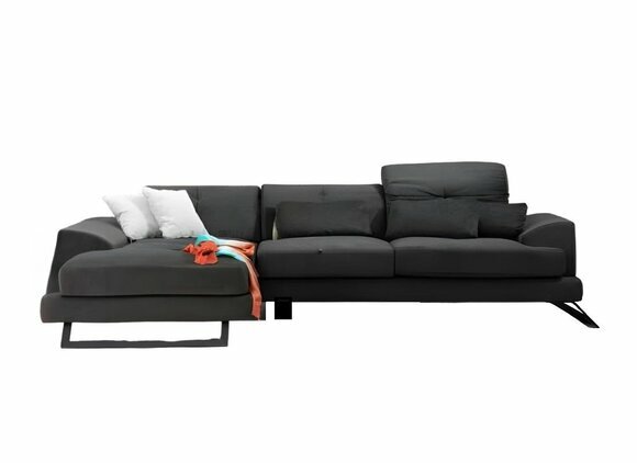 Ecksofa Modern L-Form Design Schwarz Einfarbig mit Kisset Textil Material Ecksofa Modern L-Form Design Schwarz Einfarbig mit Kisset Textil Material von JV Moebel