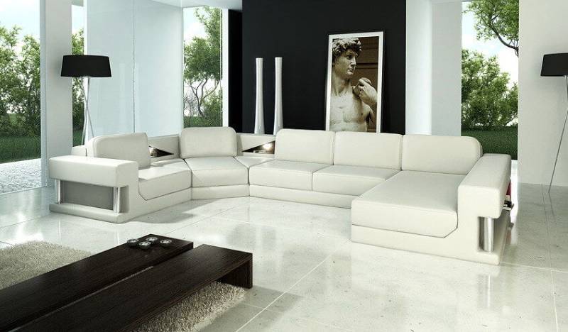 Ecksofa Polster Couch Sofa Wohnlandschaft Sitz Eck Garnitur Leder Textil PH28 von JV Moebel
