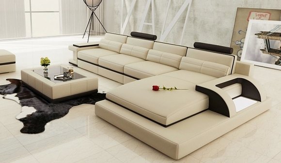 Ecksofa Polster Couch Sofa Wohnlandschaft Sitz Eck Garnitur Leder Textil von JV Moebel