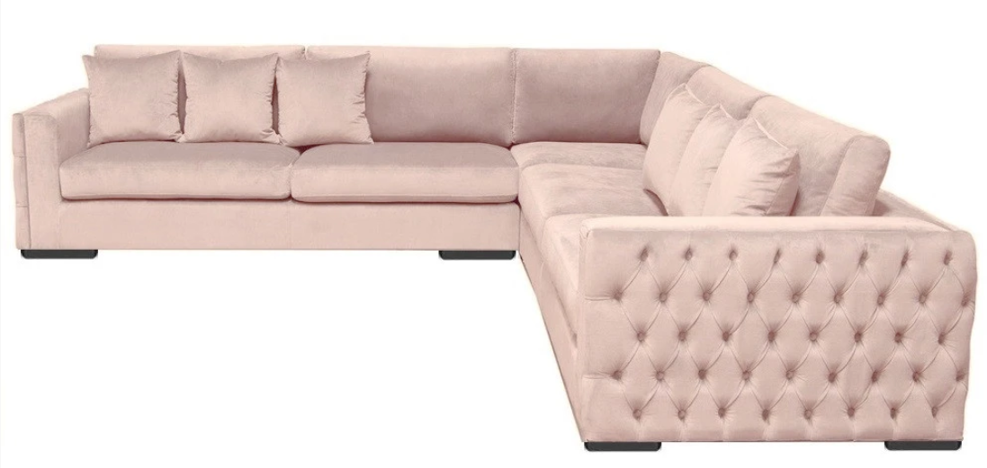 Ecksofa Rosa Wohnlandschaft Couch Eckgarnitur Polster Samt Stoff Möbel Design von JV Möbel