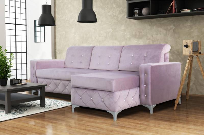Ecksofa Samt Couch Schlafsofa Luxus Möbel Wohnlandschaft Sofa L-form Polster Neu von JV Möbel