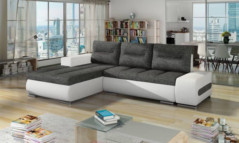 Ecksofa Sofa Couch Eck Polster Sitz Garnitur Stoff Sofas Schlafsofa Bettfunktion Sofort von JV Möbel