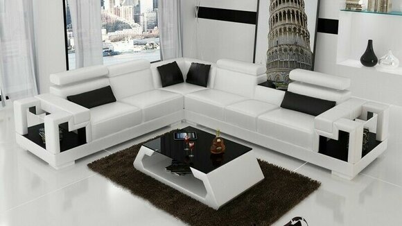 Ecksofa Sofa Couch Polster Wohnlandschaft Leder Eck Sofas Garnitur L Form Neu von JV Möbel