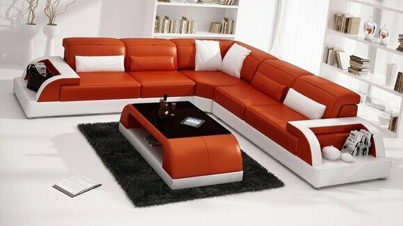 Ecksofa Sofa Couch Polster Wohnlandschaft Leder Eck Sofas Garnitur L Form Neu von JV Moebel
