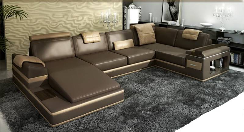 Ecksofa Sofa USB + LED Wohnlandschaft U Form Polster Couch Ledersofa Stoff Leder Ecksofa Sofa USB + LED Wohnlandschaft U Form Polster Couch Ledersofa Stoff Leder von JV Möbel