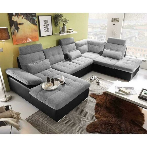 Ecksofa Stoff U-Form Bettfunktion Couch Design Polster Textil Leder Eck Ecksofa Stoff U-Form Bettfunktion Couch Design Polster Textil Leder Eck von JV Möbel