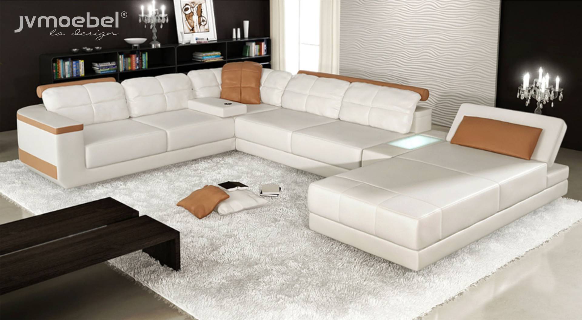 Ecksofa U-Form Sofa Couch Textil Sofas Design Wohnlandschaft Bettfunktion Leder Ecksofa U-Form Sofa Couch Textil Sofas Design Wohnlandschaft Bettfunktion Leder von JV Möbel