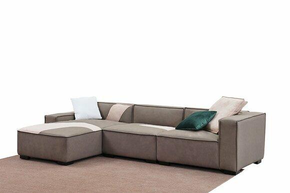 Ecksofa Wohnlandschaft Sofa Couch L Form Polster Couchen Leder Design Italien von JV Moebel