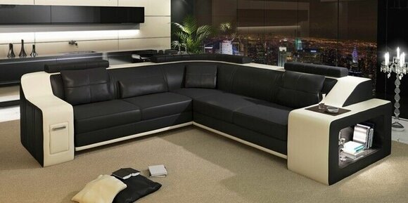 Ecksofa mit USB Leder Textil Sofa Couch Polster Wohnlandschaft L Garnitur Sitz Ecksofa mit USB Leder Textil Sofa Couch Polster Wohnlandschaft L Garnitur Sitz von JV Möbel
