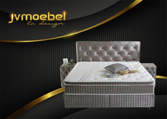 Edles Bett 3-teiliges Set Nachttisch Möbel Luxusmatratze Schlafzimmer Neu von JV Möbel
