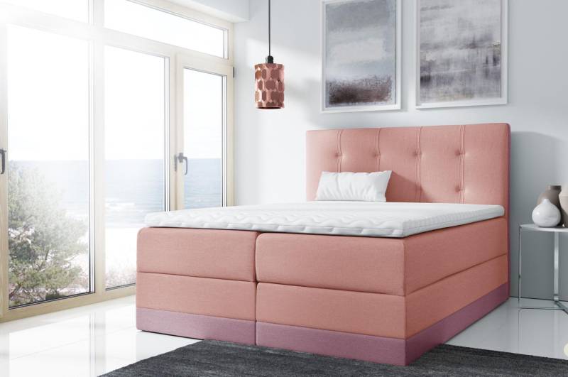 Ehebett Bett Rosa Polsterbett Betten Boxspring Bett Doppelbett mit Matratze Neu von JV Möbel