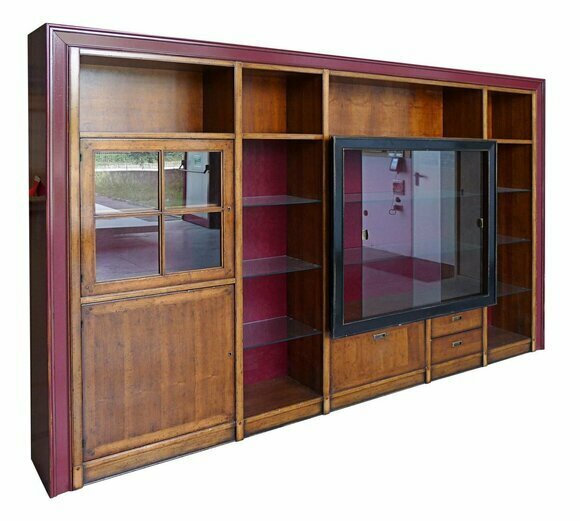 Einbau Schrank Regal Vitrine xxl Schränke Wohnwand Glasschrank Anbau Wand Holz von JV Moebel