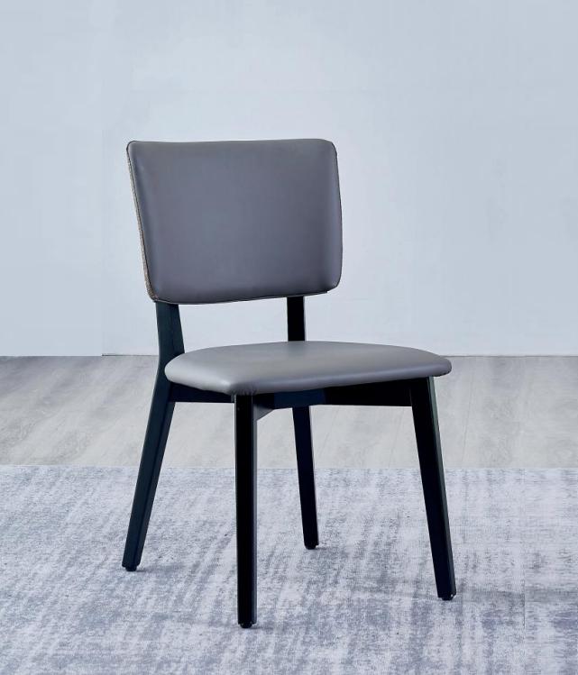 Einsitzer Designer Grauer Esszimmerstuhl Polsterstühle Leder Einsitzer von JV Möbel