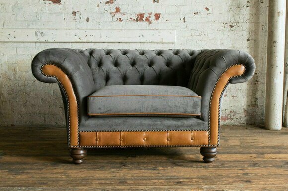 Einsitzer Sessel Fernseh Club Couch Sofa Chesterfield Original England von JV Möbel