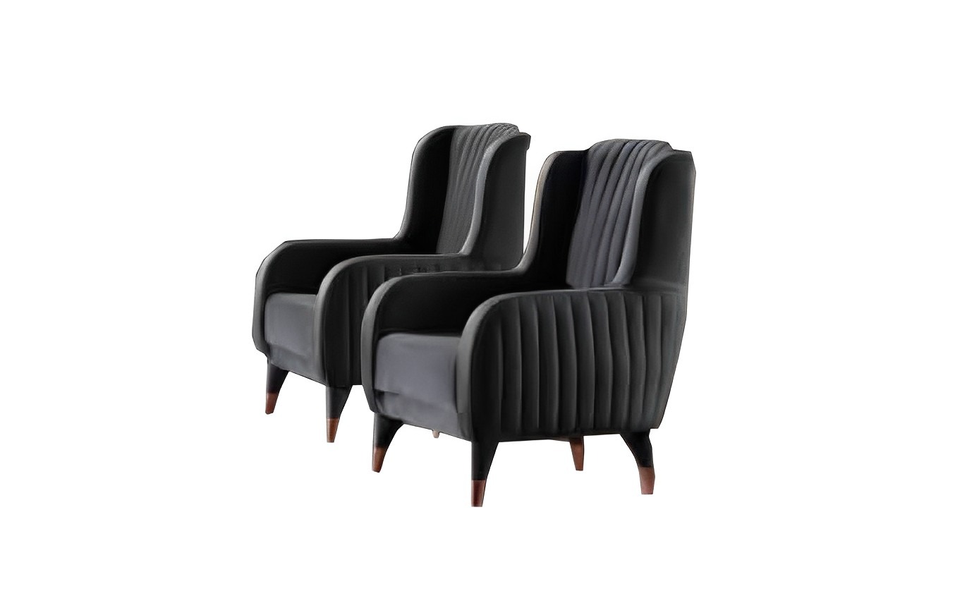 Einzelsessel Schwarz Designer 2x Lehnstuhl Polstersessel Luxus Möbel Einzelsessel Schwarz Designer 2x Lehnstuhl Polstersessel Luxus Möbel von JV Möbel